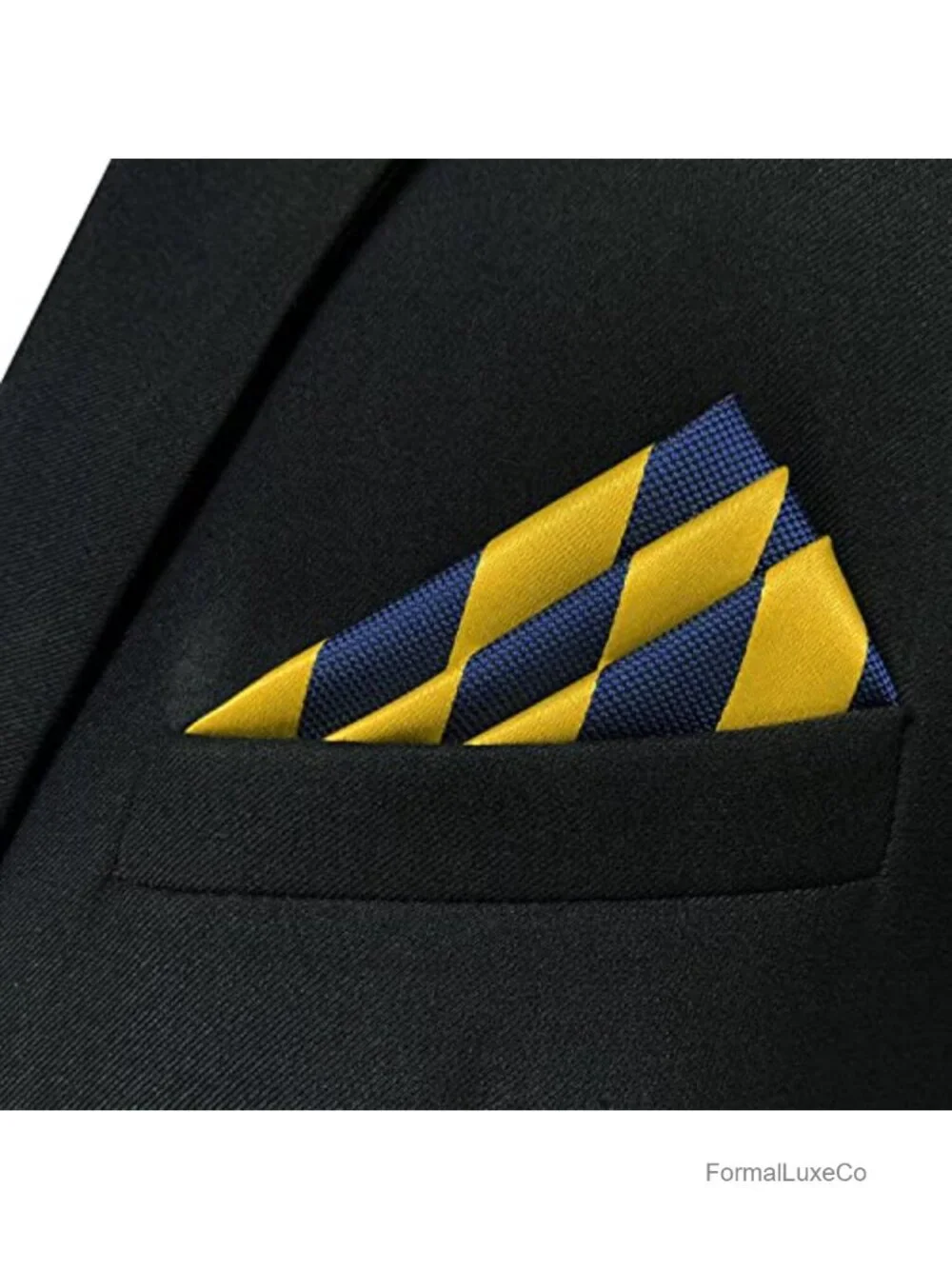 Striped Pocket Square for Men Jacquard Woven Microfiber Silk
